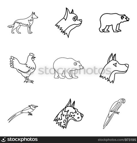Farrier icons set. Outline set of 9 farrier vector icons for web isolated on white background. Farrier icons set, outline style