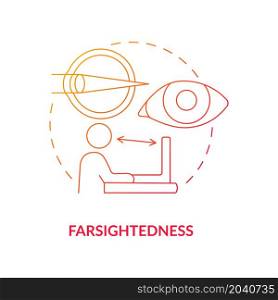 Farsightedness gradient concept icon. Common vision condition. Blurry objects. Problems to treat with laser surgery abstract idea thin line illustration. Vector isolated outline color drawing. Farsightedness gradient concept icon