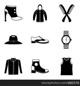 Fashion accessory icons set. Simple set of 9 fashion accessory vector icons for web isolated on white background. Fashion accessory icons set, simple style