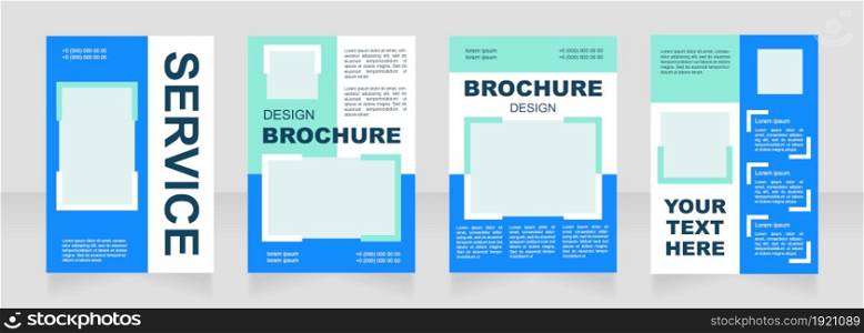 Fashion agency blue blank brochure layout design. Professional service. Vertical poster template set with empty copy space for text. Premade corporate reports collection. Editable flyer paper pages. Fashion agency blue blank brochure layout design