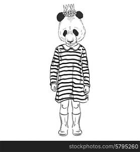 fashion animal illustration, panda girl, furry art design