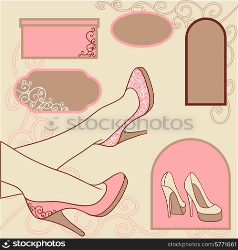 Fashion background with feminine shoe.. Fashion background with feminine shoe