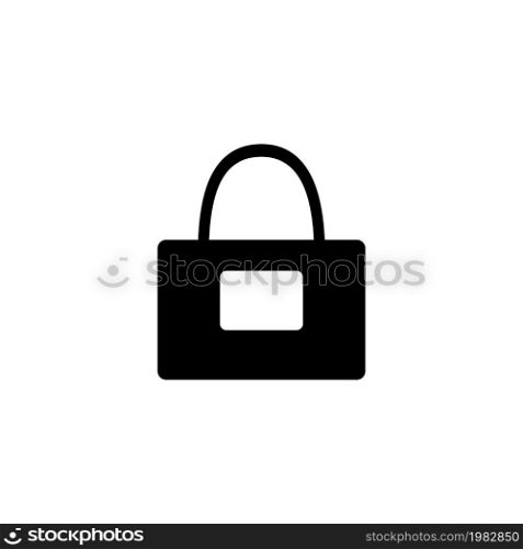 Fashion Bag. Flat Vector Icon. Simple black symbol on white background. Fashion Bag Flat Vector Icon