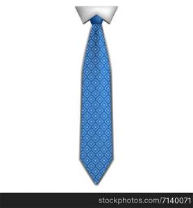 Fashion blue tie icon. Realistic illustration of fashion blue tie vector icon for web design isolated on white background. Fashion blue tie icon, realistic style
