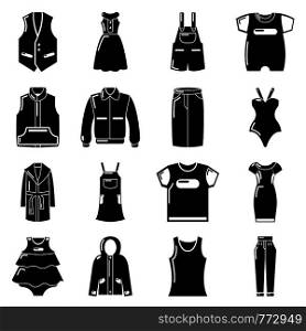 Fashion clothes wear icons set. Simple illustration of 16 fashion clothes wear vector icons for web. Fashion clothes wear icons set, simple style