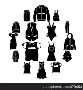 Fashion clothes wear icons set. Simple illustration of 16 fashion clothes wear vector icons for web. Fashion clothes wear icons set, simple style