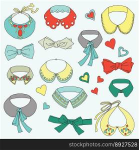 Fashion collar and bow tie set vector image