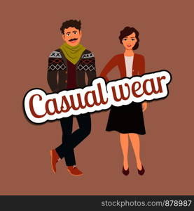 Fashion couple in casual wear style vector concept. Fashion couple in casual wear style