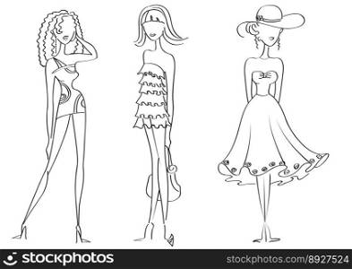 Fashion girls vector image