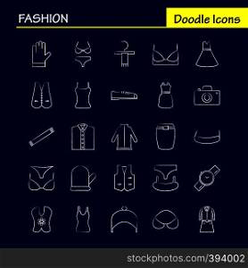 Fashion Hand Drawn Icons Set For Infographics, Mobile UX/UI Kit And Print Design. Include: Top, Cloths, Dress, Garments, Top, Cloths, Dress, Garments, Collection Modern Infographic Logo and Pictogram. - Vector