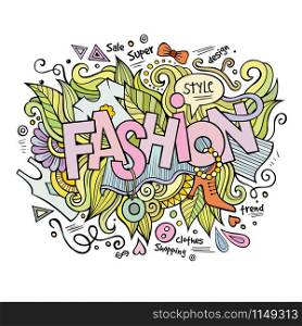 Fashion hand lettering and doodles elements background. Vector illustration