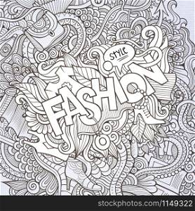Fashion hand lettering and doodles elements background. Vector illustration