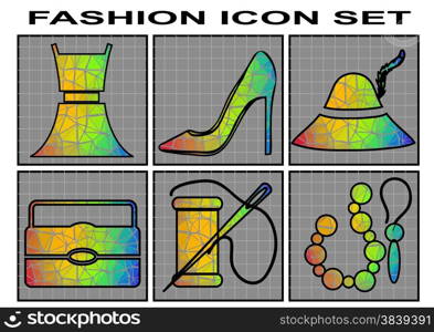 fashion icon. woman fashion colorful vector icons