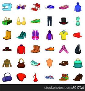 Fashion icons set. Cartoon style of 36 fashion harvest vector icons for web isolated on white background. Fashion icons set, cartoon style