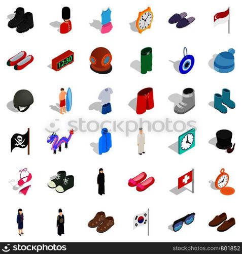 Fashion icons set. Isometric style of 36 fashion vector icons for web isolated on white background. Fashion icons set, isometric style