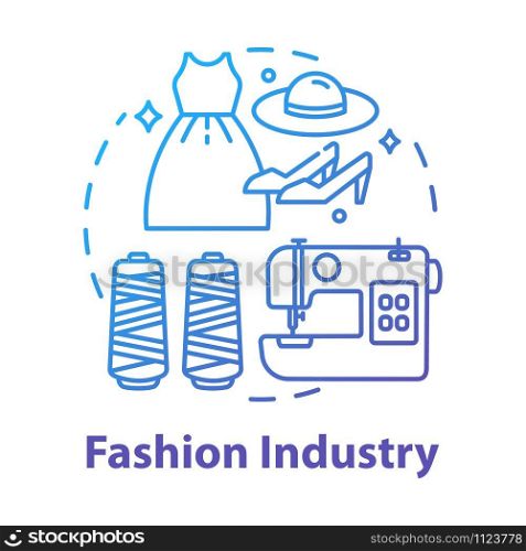 Fashion industry concept icon. Clothing business. Workshop for tailoring clothes and shoes. Sewing idea thin line illustration. Vector isolated outline drawing