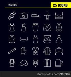 Fashion Line Icons Set For Infographics, Mobile UX/UI Kit And Print Design. Include: Top, Cloths, Dress, Garments, Top, Cloths, Dress, Garments, Collection Modern Infographic Logo and Pictogram. - Vector