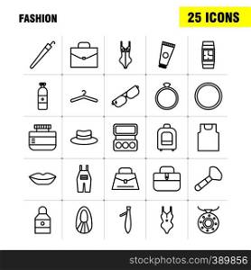 Fashion Line Icons Set For Infographics, Mobile UX/UI Kit And Print Design. Include: Jacket, Dress, Dressing, Cloths, T Shirt, Shirt, Dress, Collection Modern Infographic Logo and Pictogram. - Vector