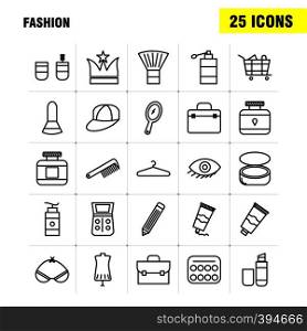 Fashion Line Icons Set For Infographics, Mobile UX/UI Kit And Print Design. Include: Coat, Garments, Cloths, Dress, Coat, Garments, Cloths, Dress, Collection Modern Infographic Logo and Pictogram. - Vector