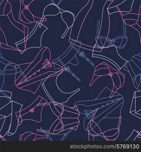 Fashion lingerie seamless pattern with female underwear.