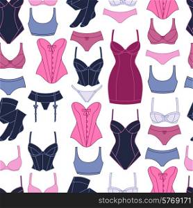 Fashion lingerie seamless pattern with female underwear.