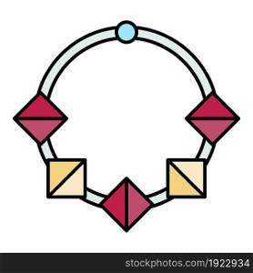 Fashion necklace icon. Outline fashion necklace vector icon color flat isolated on white. Fashion necklace icon color outline vector