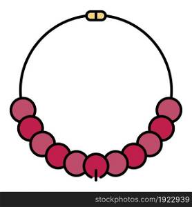 Fashion pearl necklace icon. Outline fashion pearl necklace vector icon color flat isolated on white. Fashion pearl necklace icon color outline vector