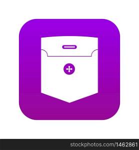 Fashion pocket for shirt icon digital purple for any design isolated on white vector illustration. Fashion pocket for shirt icon digital purple