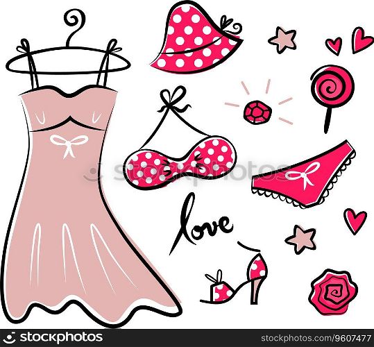 Fashion retro icons and accessories Royalty Free Vector