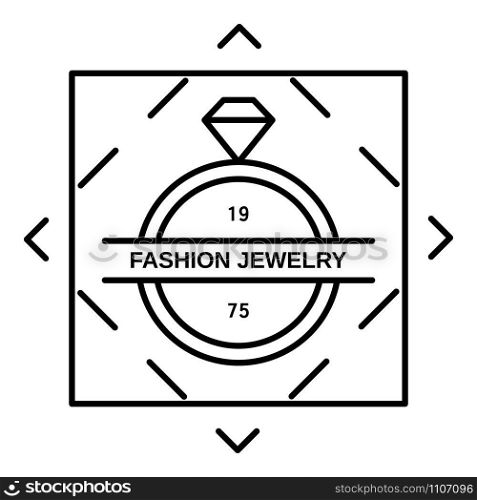 Fashion ring jewelry logo. Outline fashion ring jewelry vector logo for web design isolated on white background. Fashion ring jewelry logo, outline style