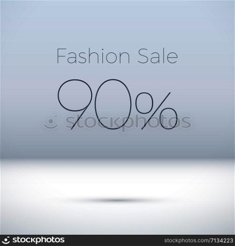 Fashion Sale sign in empty white room for badges and advertising posters