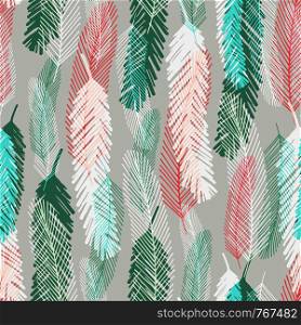 Fashion seamless pattern with colorful feathers. Vector light texture for wrapping or textile. Fashion seamless pattern with colorful feathers. Vector light texture for wrapping or textile.
