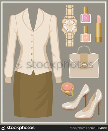 Fashion set with a blouse and a skirt