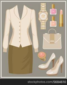 Fashion set with a blouse and a skirt