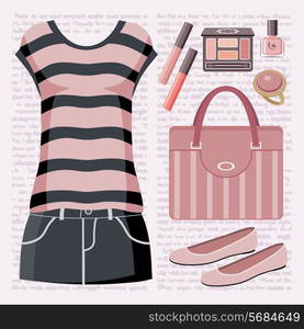 Fashion set with a top and a skirt.