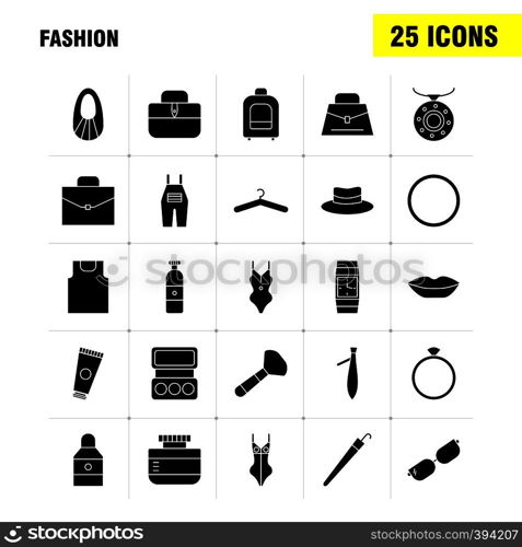 Fashion Solid Glyph Icons Set For Infographics, Mobile UX/UI Kit And Print Design. Include: Jacket, Dress, Dressing, Cloths, T Shirt, Shirt, Dress, Collection Modern Infographic Logo and Pictogram. - Vector