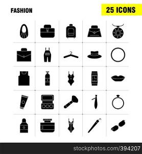 Fashion Solid Glyph Icons Set For Infographics, Mobile UX/UI Kit And Print Design. Include: Jacket, Dress, Dressing, Cloths, T Shirt, Shirt, Dress, Collection Modern Infographic Logo and Pictogram. - Vector