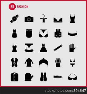 Fashion Solid Glyph Icons Set For Infographics, Mobile UX/UI Kit And Print Design. Include: Top, Cloths, Dress, Garments, Top, Cloths, Dress, Garments, Collection Modern Infographic Logo and Pictogram. - Vector
