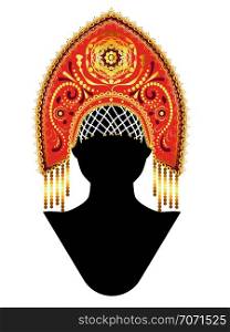 Fashion traditional female russian headdress kokoshnik design illustration.