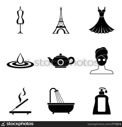 Fashion week icons set. Simple set of 9 fashion week vector icons for web isolated on white background. Fashion week icons set, simple style