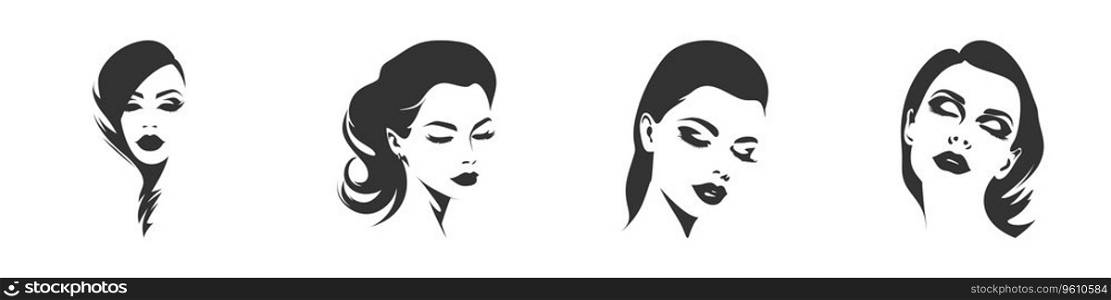 Fashion women face silhouette. Vector illustration.