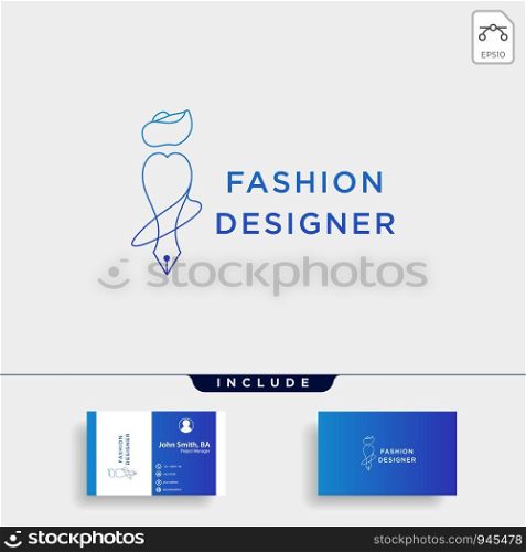 fashion writer or designer in simple line logo template vector illustration icon element - vector. fashion writer or designer in simple line logo template vector illustration icon element
