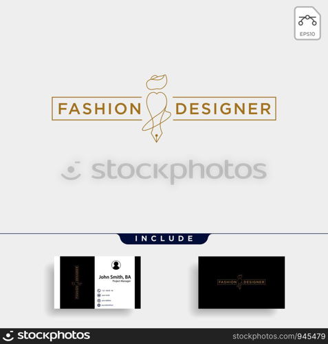 fashion writer or designer in simple line logo template vector illustration icon element - vector. fashion writer or designer in simple line logo template vector illustration icon element