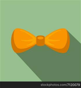 Fashion yellow bow tie icon. Flat illustration of fashion yellow bow tie vector icon for web design. Fashion yellow bow tie icon, flat style