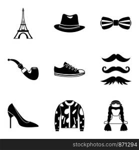 Fashionable icons set. Simple set of 9 fashionable vector icons for web isolated on white background. Fashionable icons set, simple style
