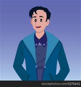 Fashionable man. Cartoon male characters in stylish clothing various fashion. Vector illustration.