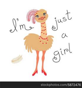 Fashionable ostrich chick. T-shirt design vector illustration. Fashionable ostrich chick. T-shirt design vector illustration.