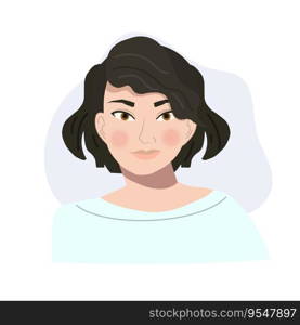Fashionable Portrait. Modern Woman Avatar. Flat vector cartoon illustration
