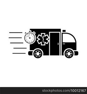Fast Ambulance Car Icon. Black Stencil Design. Vector Illustration.