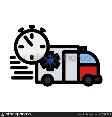 Fast Ambulance Car Icon. Editable Bold Outline With Color Fill Design. Vector Illustration.